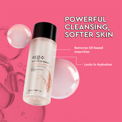The Face Shop Rice Water Bright Light Cleansing Oil, Makeup Remover On Heavy Makeup & Impurities