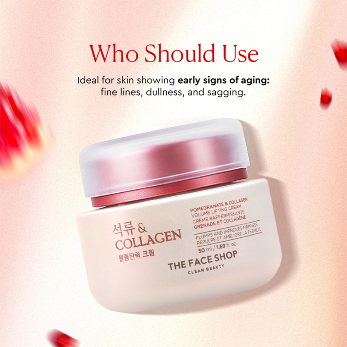The Face Shop Pomegranate & 10% Collagen Korean Beauty Moisturizer - Anti Aging Day & Night Cream