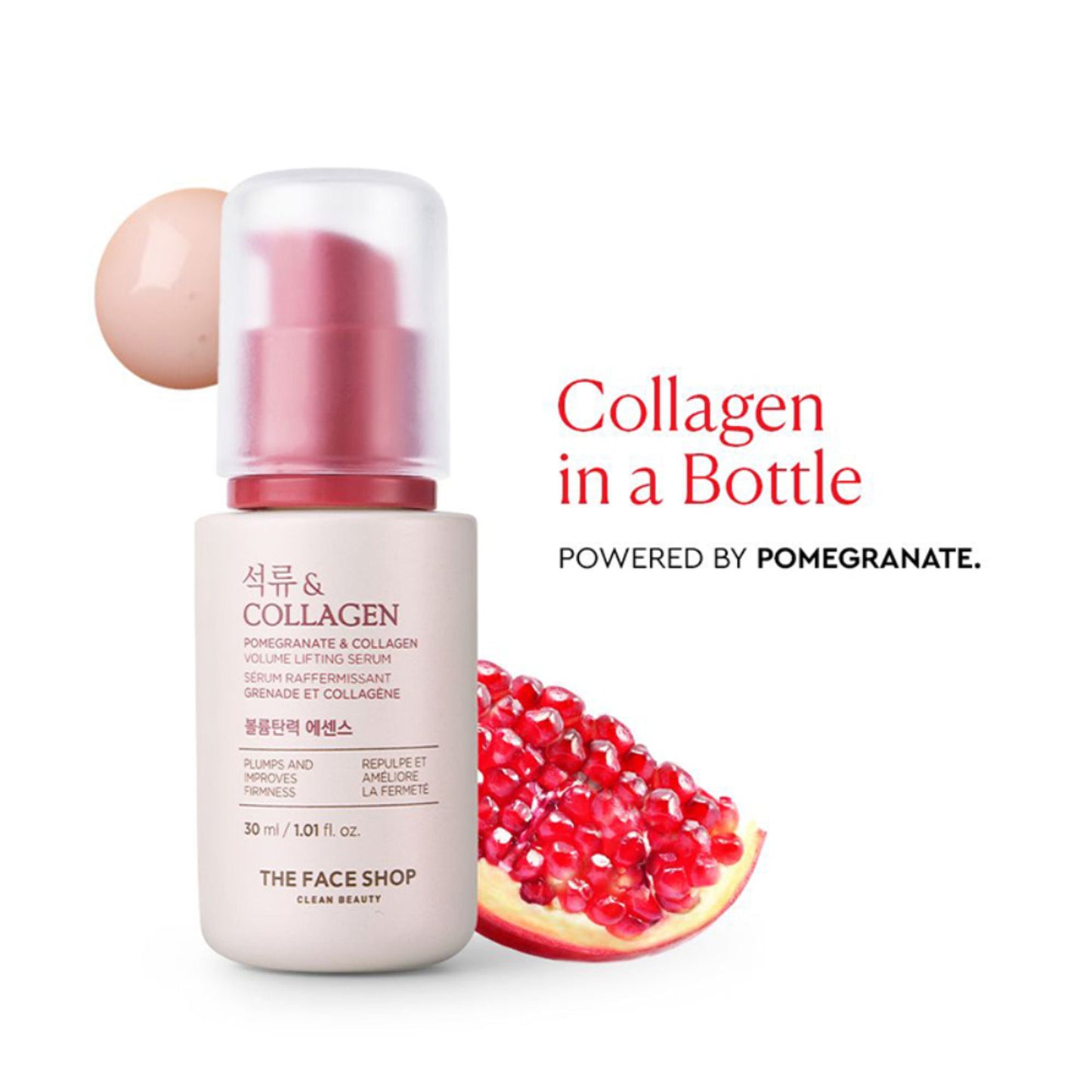 The Face Shop Pomegranate And Collagen Serum, With 10% Collagen & Hyaluronic Acid, For Skin Firming