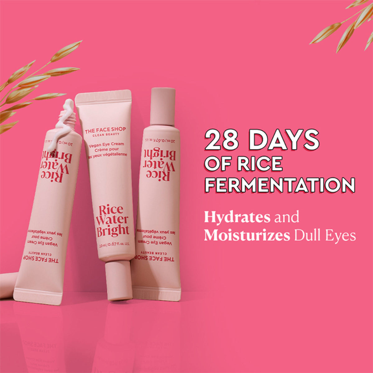 The Face Shop Rice Water Eye Cream with Niacinamide, Brightens & Moisturizes Under Eye Dark Circles