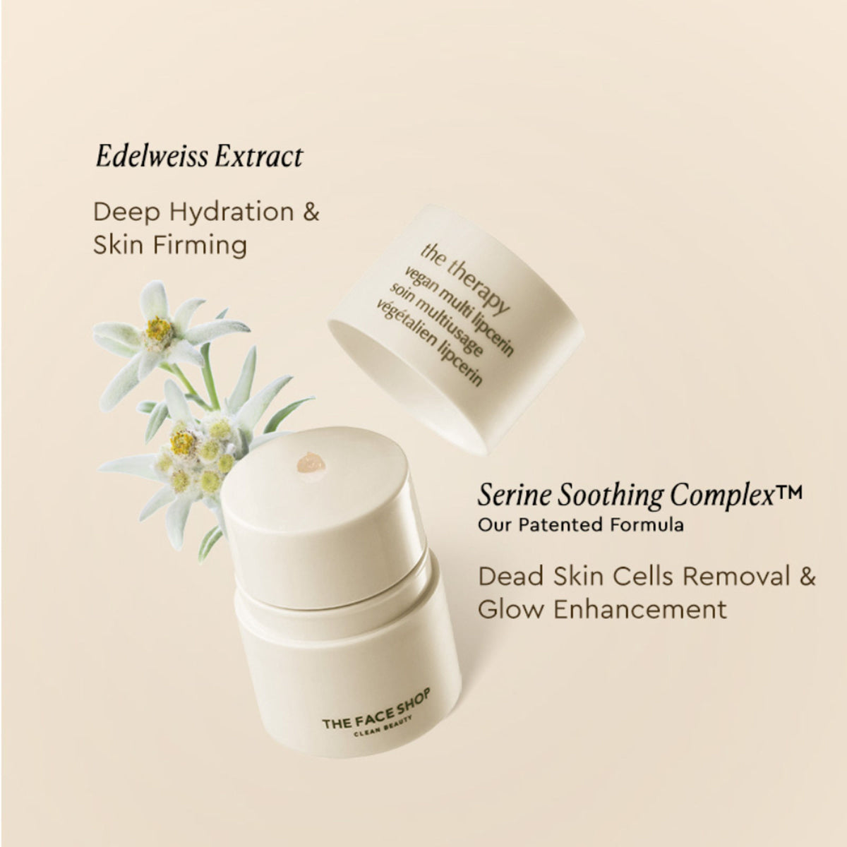 The Face Shop Vegan Korean Lipcerin - Lip Mask, Glowy Balm, Lip Scrub & Plumping Gloss in one
