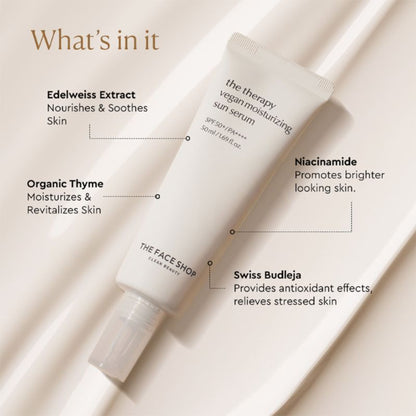 The Face Shop Vegan Korean Sunscreen Serum SPF 50+ PA++++ with Niacinamide