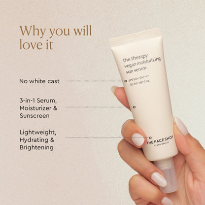 The Face Shop Vegan Korean Sunscreen Serum SPF 50+ PA++++ with Niacinamide