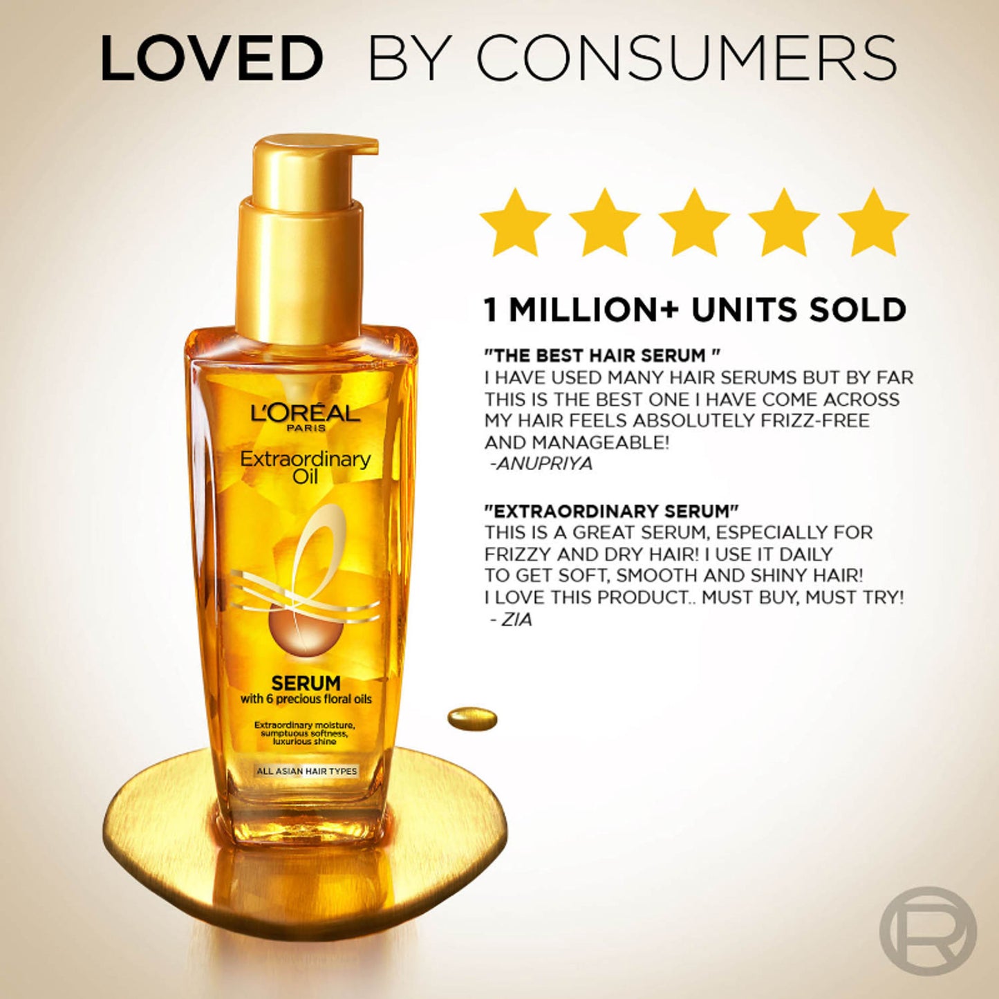L'Oreal Paris Extraordinary Oil Hair Serum, Anti-Frizz Serum With UV Protection