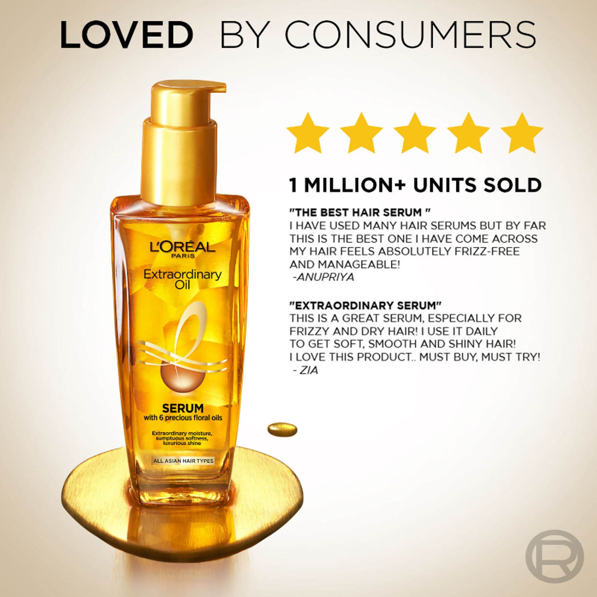 L'Oreal Paris Extraordinary Oil Hair Serum, Anti-Frizz Serum With UV Protection
