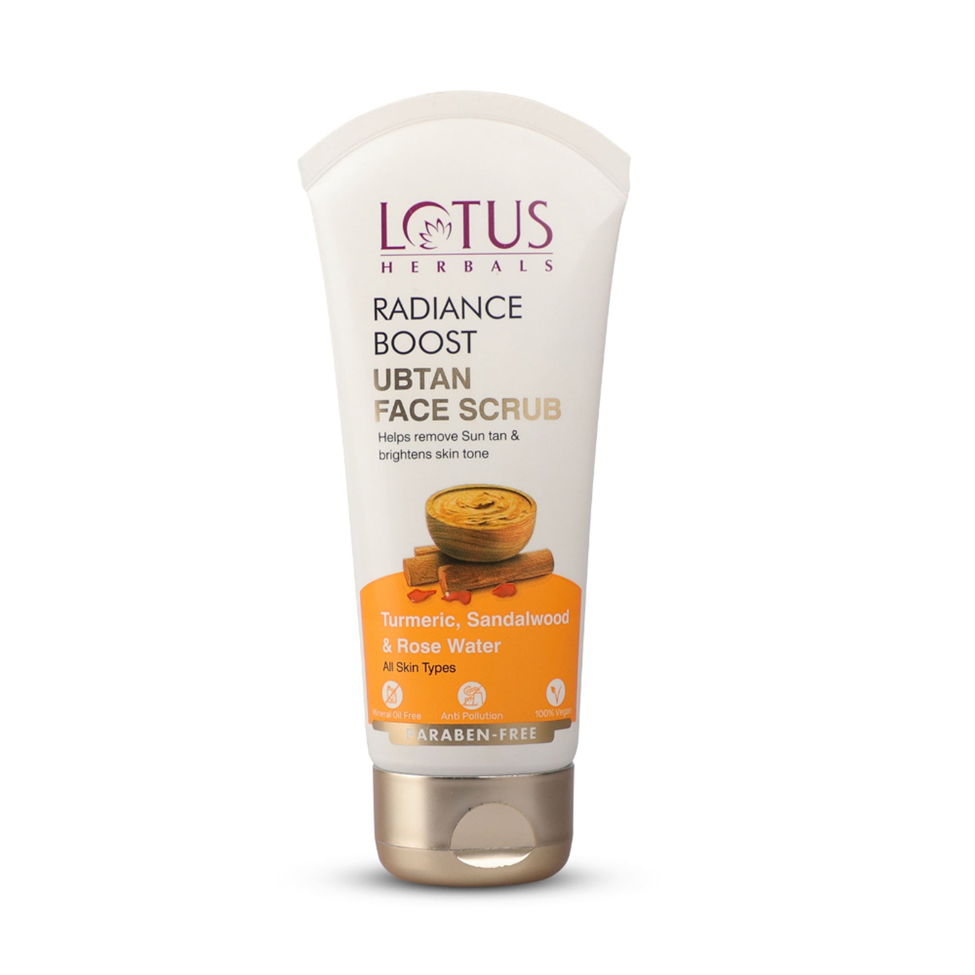 Lotus Herbals Radiance Boost Ubtan Face Scrub ,Turmeric, Sandalwood & Rose Water ,Glowing Skin