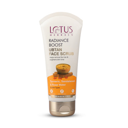 Lotus Herbals Radiance Boost Ubtan Face Scrub ,Turmeric, Sandalwood & Rose Water ,Glowing Skin