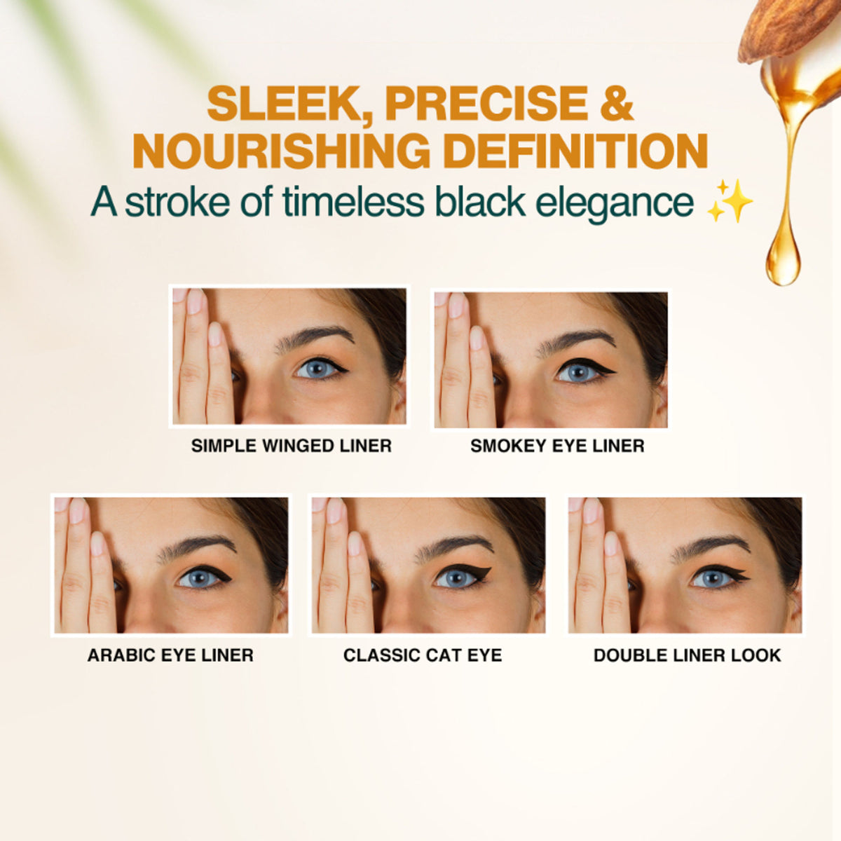 Nourish Mantra All-Day Liquid Eyeliner with smudgeproof, intense pigment and precise application for bold eye definition.