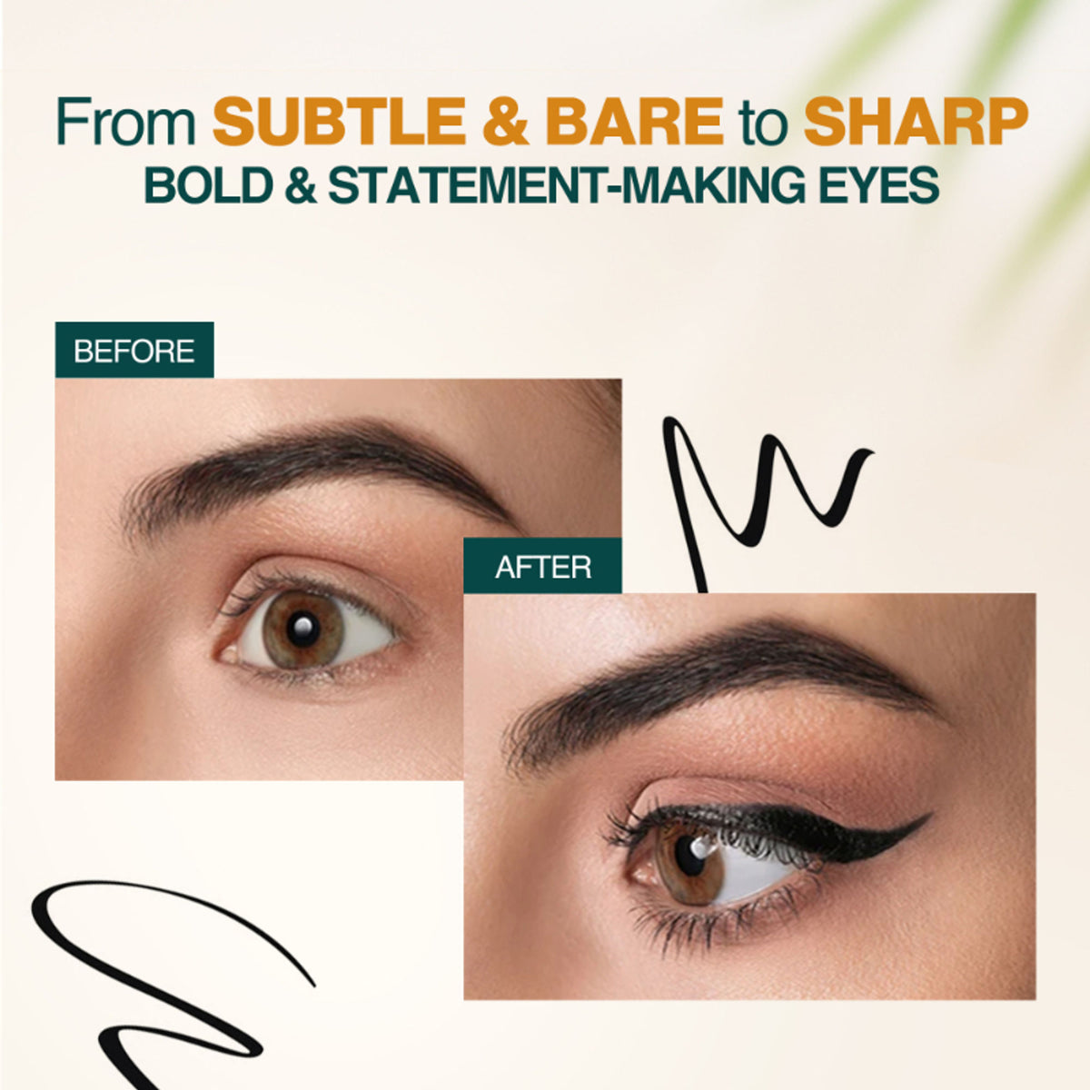 Nourish Mantra All-Day Liquid Eyeliner with smudgeproof, intense pigment, featuring a sleek black applicator tip.