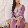 Indyancart IE Floral Embroidered Thread Work Straight Kurta With Trousers