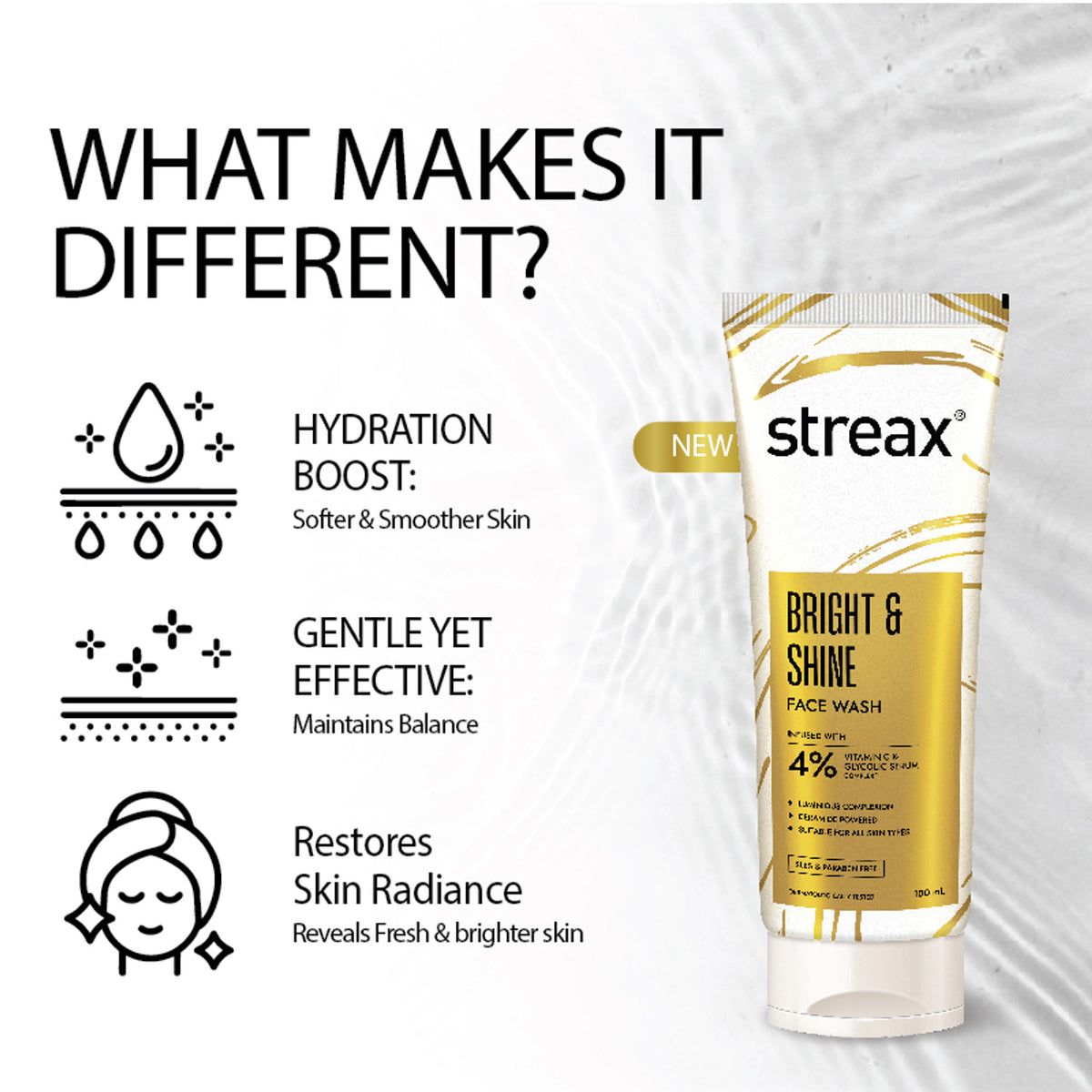 Streax Skin Bright & Shine Face Wash Cleanser For Brightening, Dark Spots Reduction
