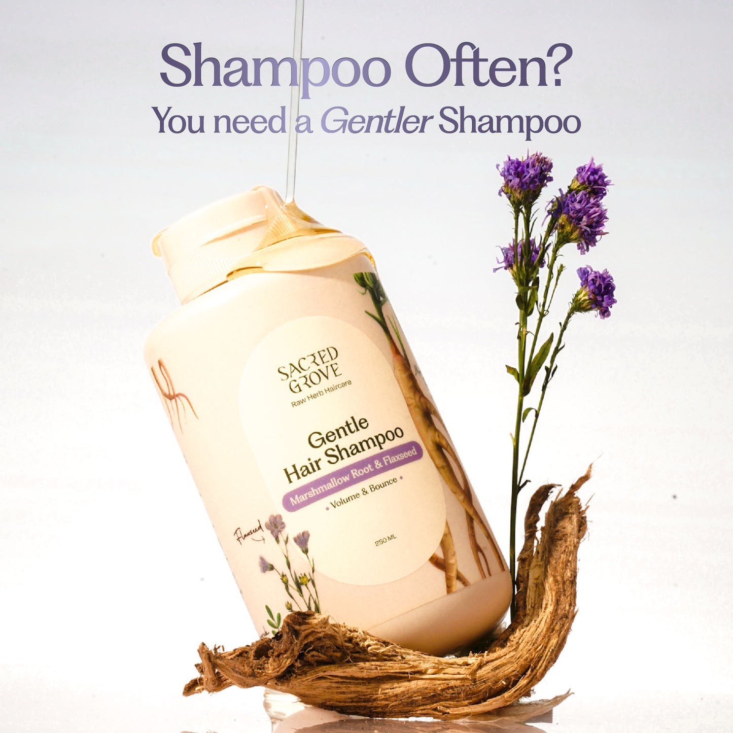 Sacred Grove Herbal Shampoo for Frizzy Dry Hair Gentle Natural Shampoo for Hair Fall Control