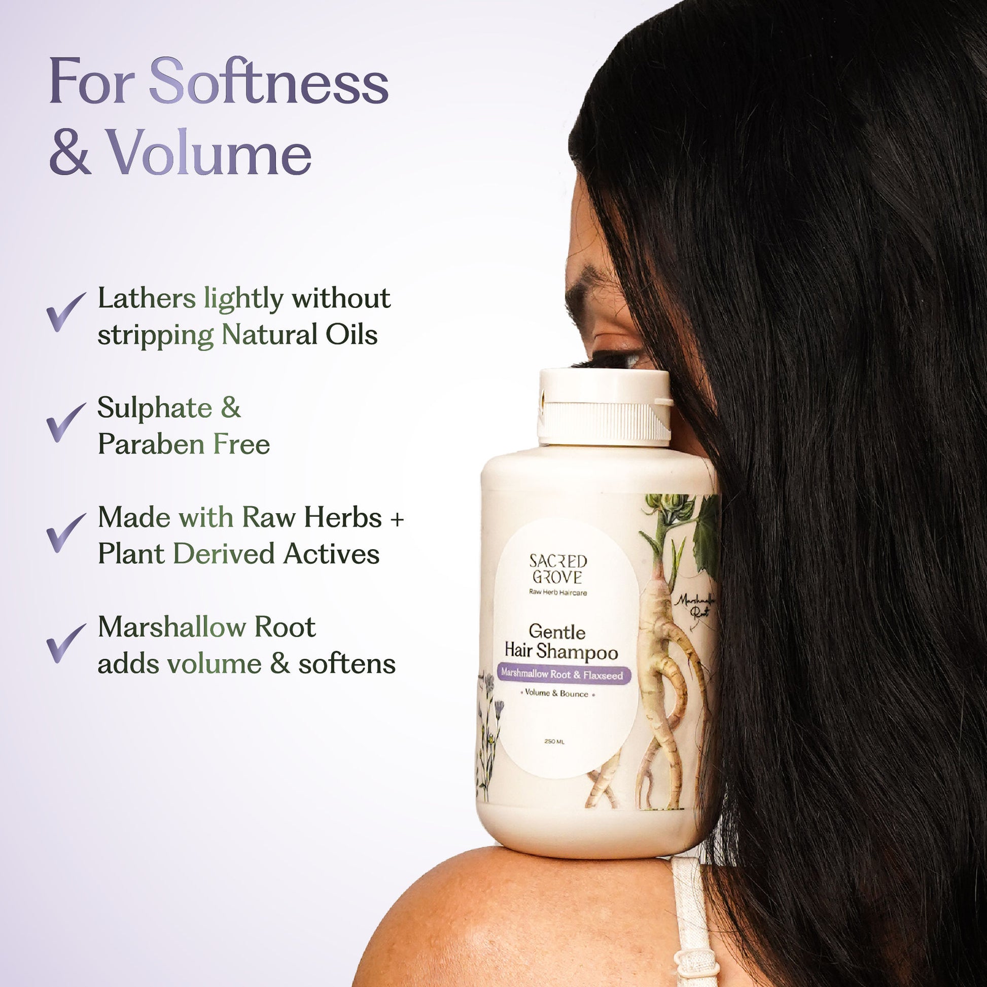 Sacred Grove Herbal Shampoo for Frizzy Dry Hair Gentle Natural Shampoo for Hair Fall Control