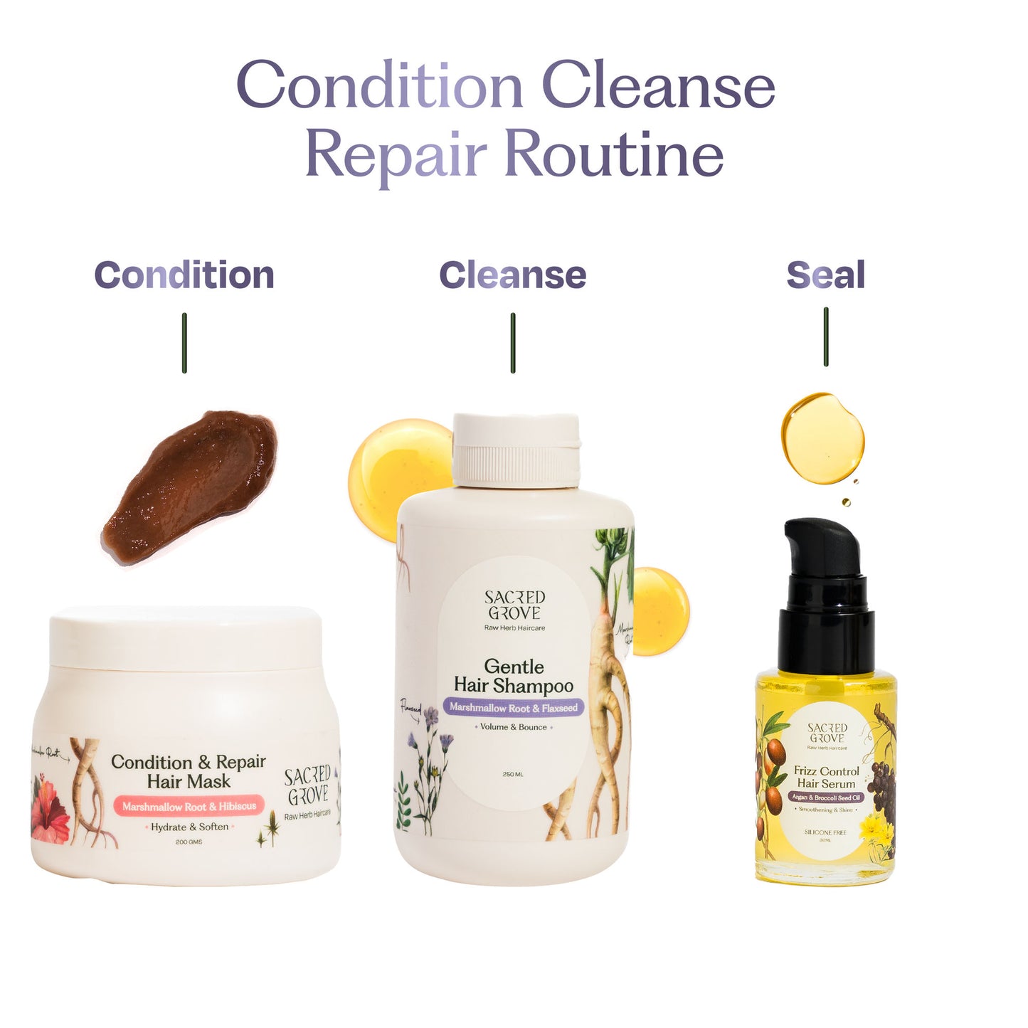 Sacred Grove Herbal Shampoo for Frizzy Dry Hair Gentle Natural Shampoo for Hair Fall Control