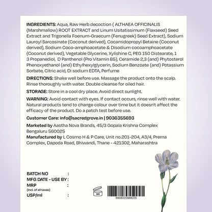 Sacred Grove Herbal Shampoo for Frizzy Dry Hair Gentle Natural Shampoo for Hair Fall Control