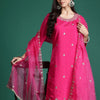 Indyancart IE Floral Embroidered Kurta with Trousers & With Dupatta
