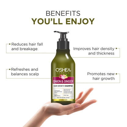Oshea Herbals Onion & Ginger Hair Growth Shampoo for Deep Nourishment & Stimulated Hair Growth