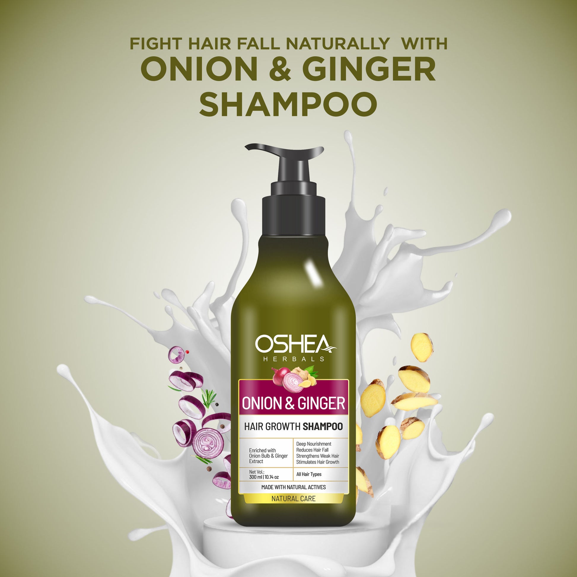 Oshea Herbals Onion & Ginger Hair Growth Shampoo for Deep Nourishment & Stimulated Hair Growth
