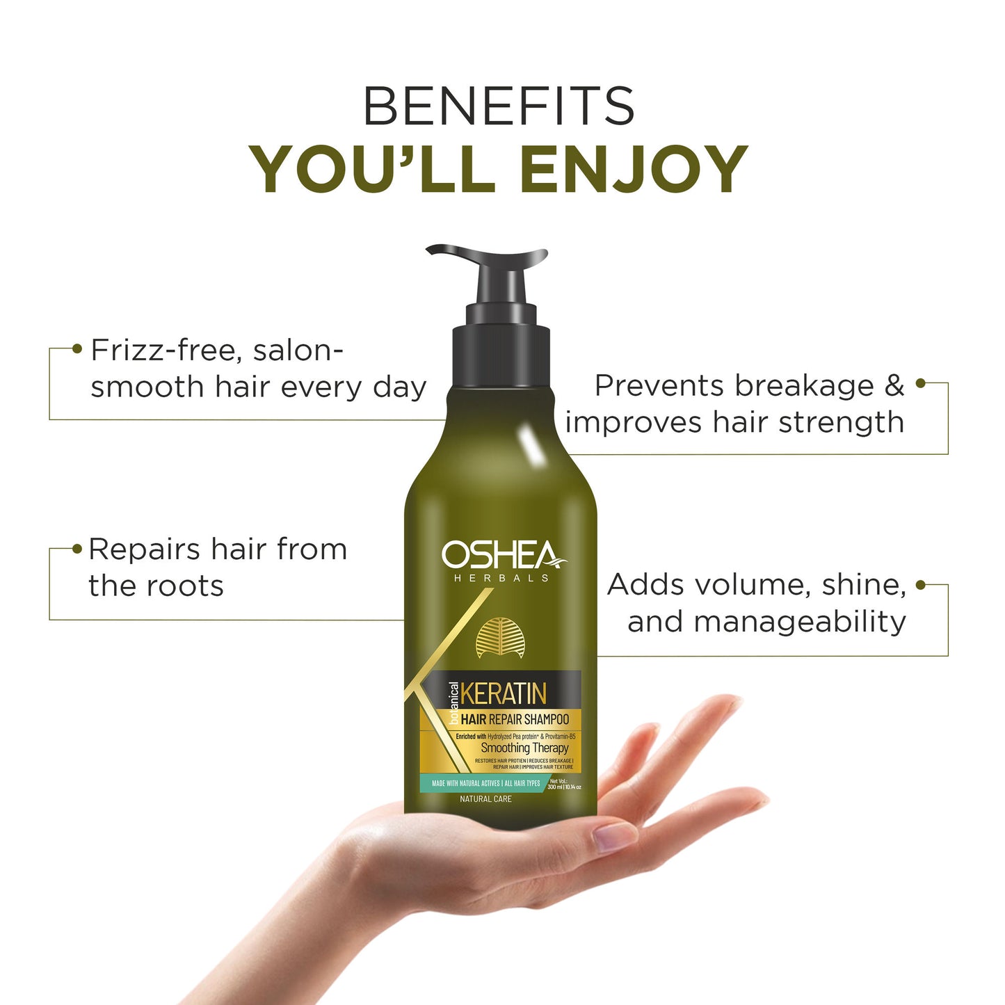 Oshea Herbals Keratin Hair Repair Shampoo for Smoothing Therapy & Reduced Breakage