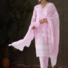 Indyancart IE Women Ethnic Motifs Embroidered Regular Chikankari Pure Cotton Kurta with Trousers & With Dupatta