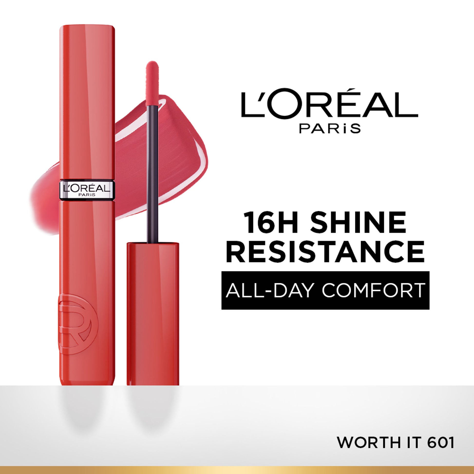 L'Oreal Paris Infallible Laque Resistance Liquid Lipstick, 16H Lacquer Shine - 601 Worth It