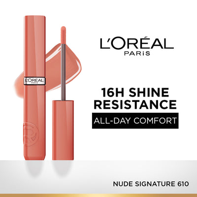 L'Oreal Paris Infallible Laque Resistance Liquid Lipstick, 16H Lacquer Shine - 610 Nude Signature