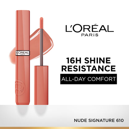 L'Oreal Paris Infallible Laque Resistance Liquid Lipstick, 16H Lacquer Shine - 610 Nude Signature