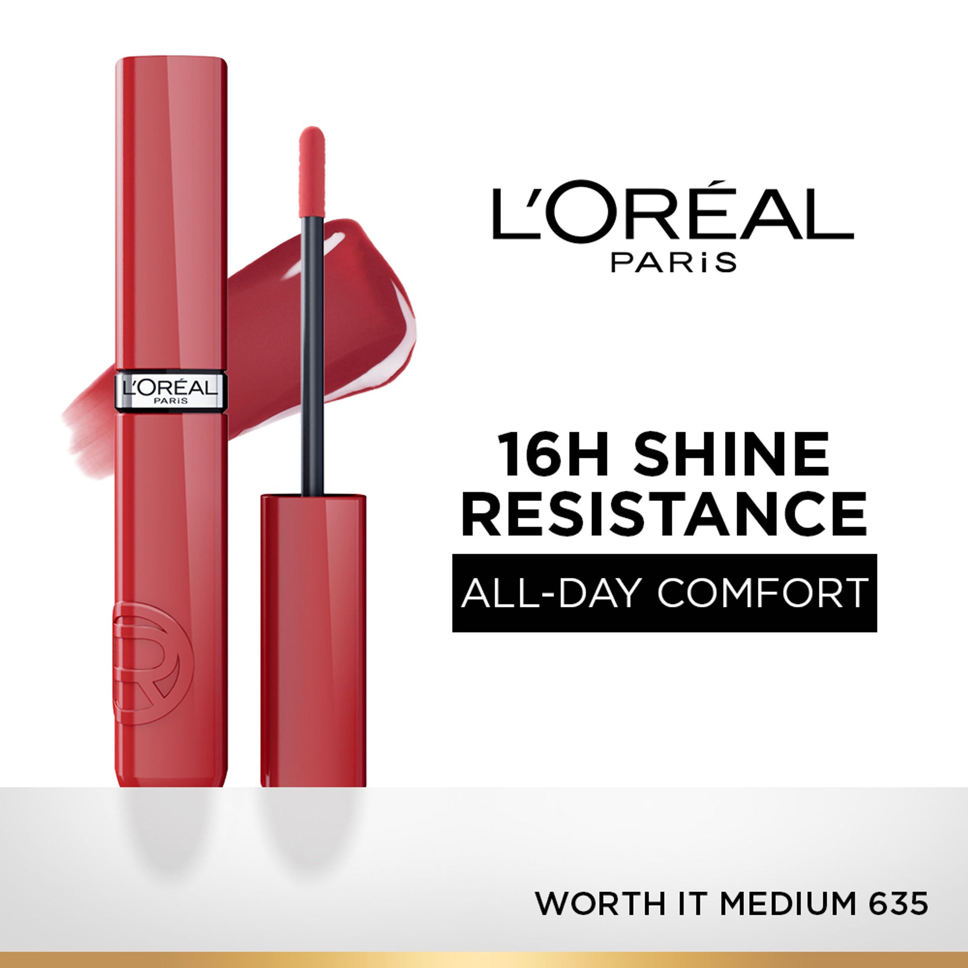 L'Oreal Paris Infallible Laque Resistance Liquid Lipstick, 16H Lacquer Shine - 635 Worth It Medium