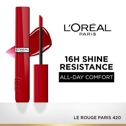 L'Oreal Paris Infallible Laque Resistance Liquid Lipstick, 16H Lacquer Shine - 420 Le Rouge Paris