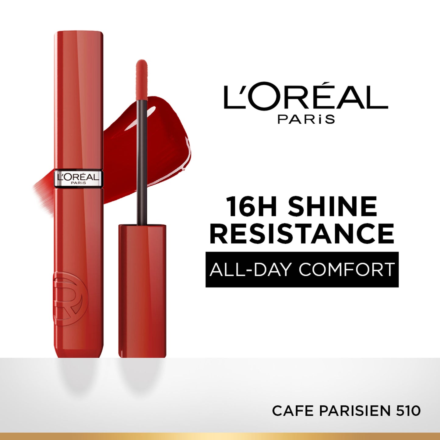 L'Oreal Paris Infallible Laque Resistance Liquid Lipstick, 16H Lacquer Shine - 510 Cafe Parisien
