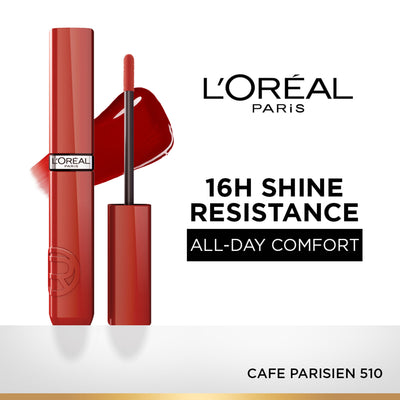 L'Oreal Paris Infallible Laque Resistance Liquid Lipstick, 16H Lacquer Shine - 510 Cafe Parisien