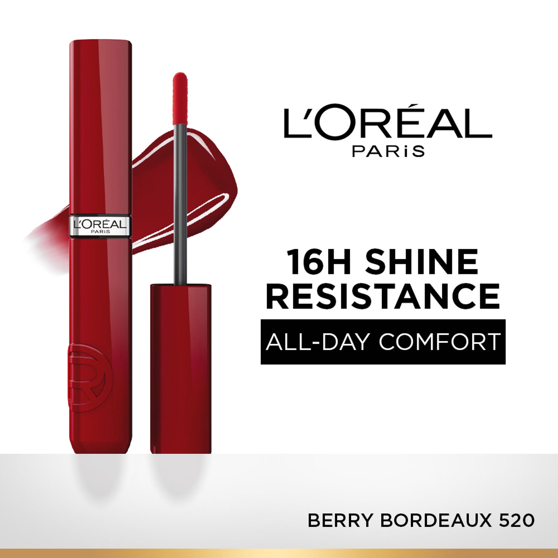 L'Oreal Paris Infallible Laque Resistance Liquid Lipstick, 16H Lacquer Shine - 520 Berry Bordeaux
