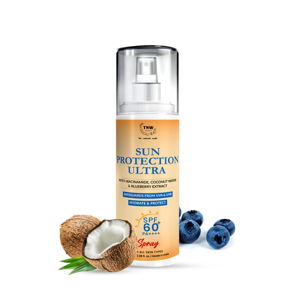 TNW The Natural Wash Sun Protection Sunscreen SPF UVA UBA 60+ PA++++ Spray