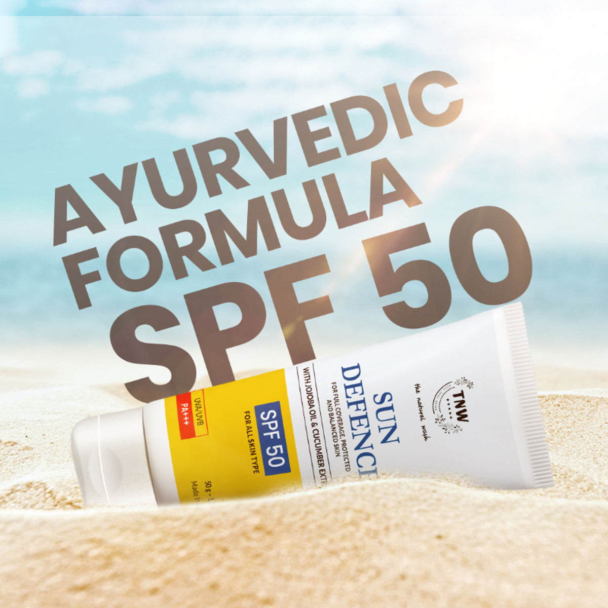 TNW The Natural Wash Sun Defence Sunscreen SPF 50 UVA UVB PA+++ Sunblock Suncream