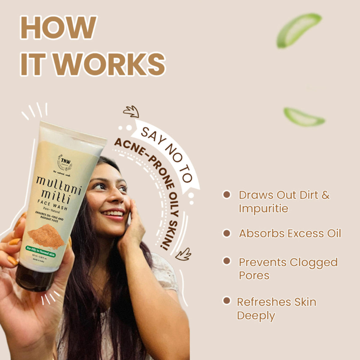 TNW The Natural Wash Multani Mitti Face Wash for Glowing & Clear Skin - For Oily Skin