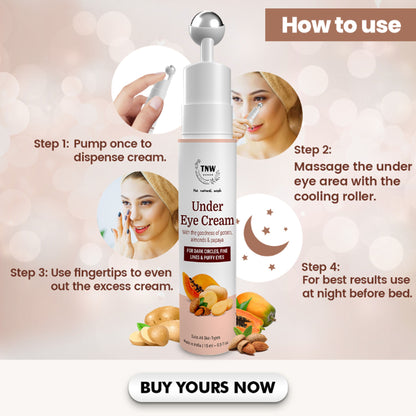 TNW The Natural Wash Under Eye Cream Roll On to Reduce Dark Circles, Puffiness and Fine Lines