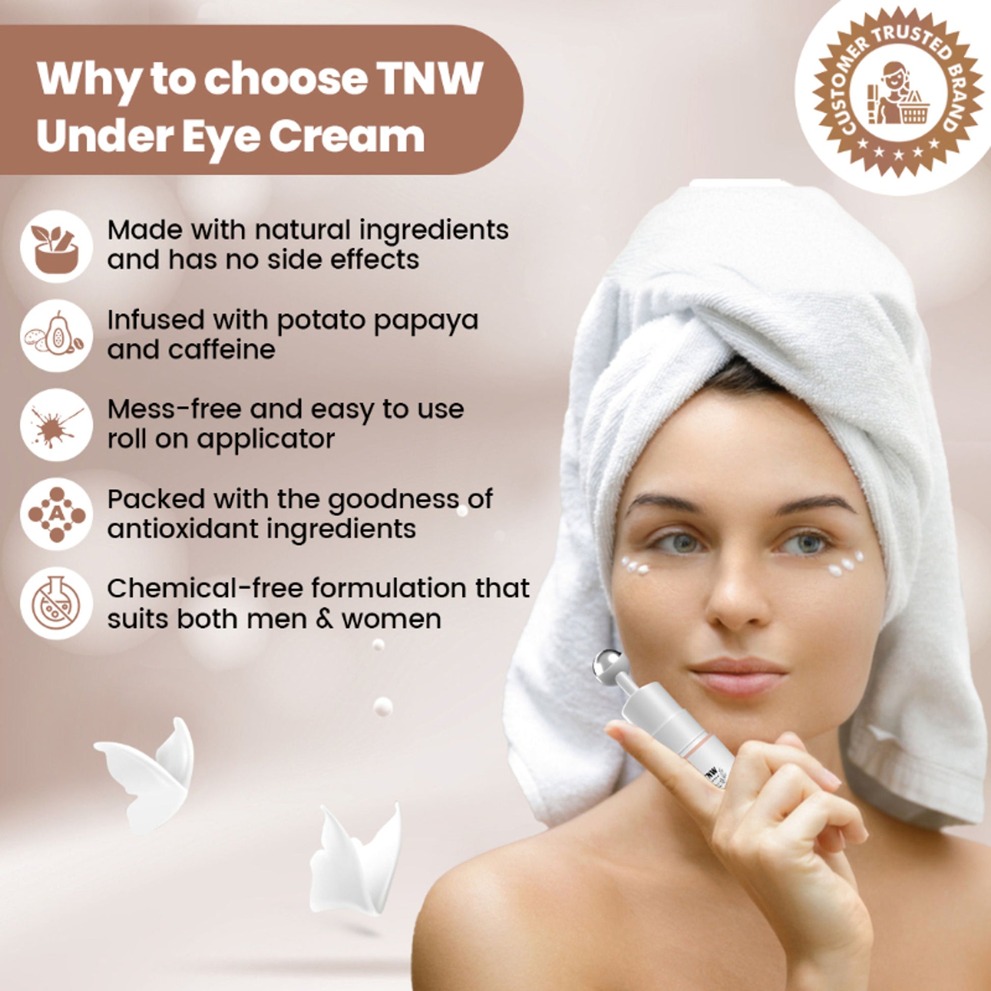 TNW The Natural Wash Under Eye Cream Roll On to Reduce Dark Circles, Puffiness and Fine Lines