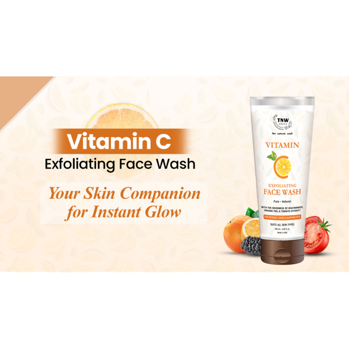 TNW The Natural Wash Deep Cleansing & Skin Brightening Vitamin C Face Wash Exfoliating
