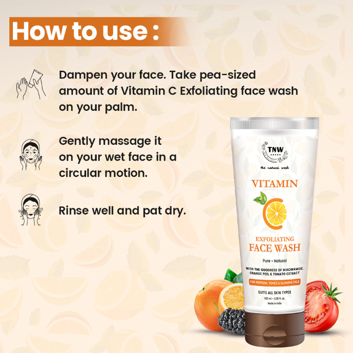 TNW The Natural Wash Deep Cleansing & Skin Brightening Vitamin C Face Wash Exfoliating