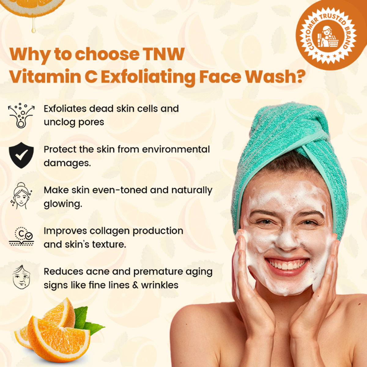 TNW The Natural Wash Deep Cleansing & Skin Brightening Vitamin C Face Wash Exfoliating
