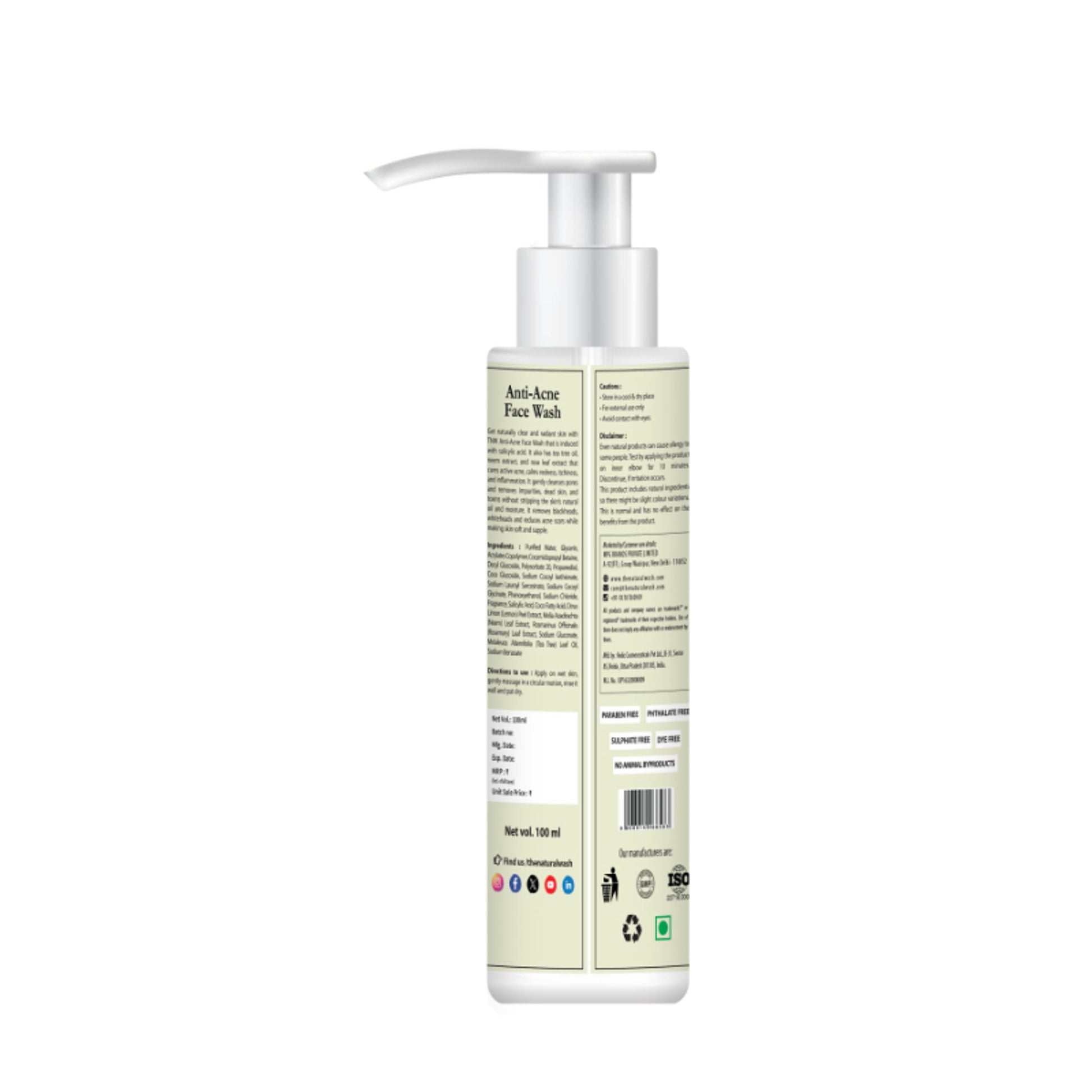 TNW The Natural Wash Anti Acne Face Wash for Reduces Acne, Whiteheads & Blackheads