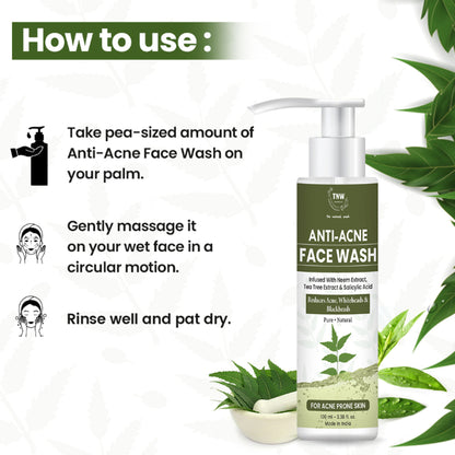 TNW The Natural Wash Anti Acne Face Wash for Reduces Acne, Whiteheads & Blackheads