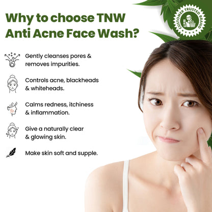 TNW The Natural Wash Anti Acne Face Wash for Reduces Acne, Whiteheads & Blackheads