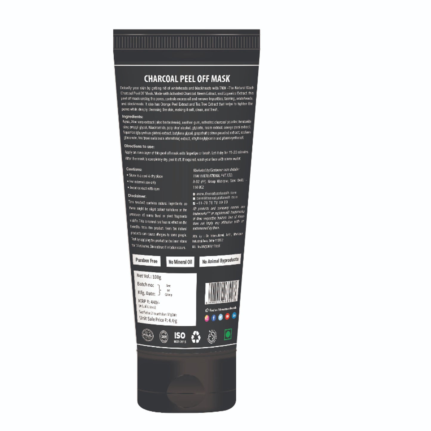 TNW The Natural Wash Charcoal Peel Off Face Mask with Activated Charcoal & Liquorice Extract