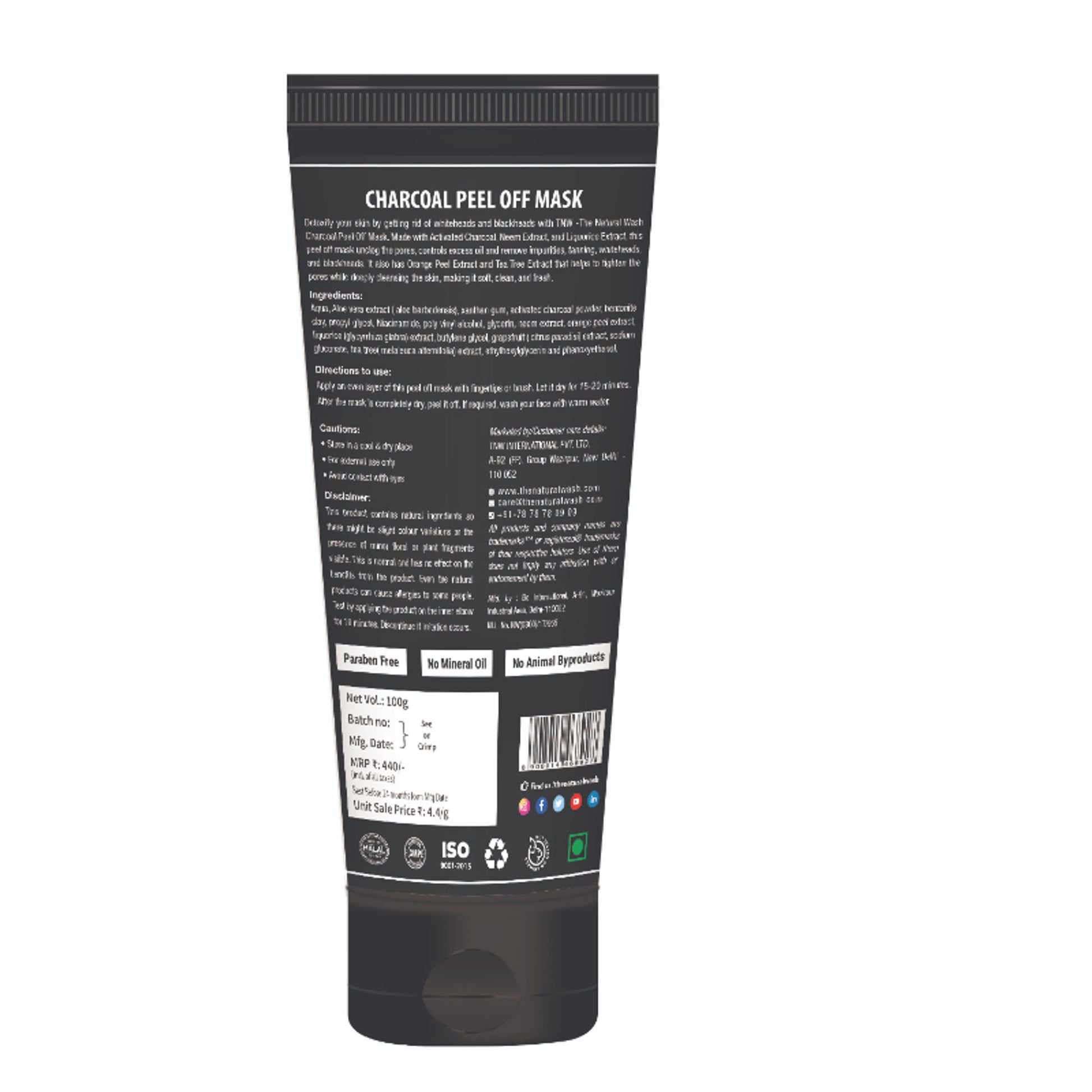 TNW The Natural Wash Charcoal Peel Off Face Mask with Activated Charcoal & Liquorice Extract