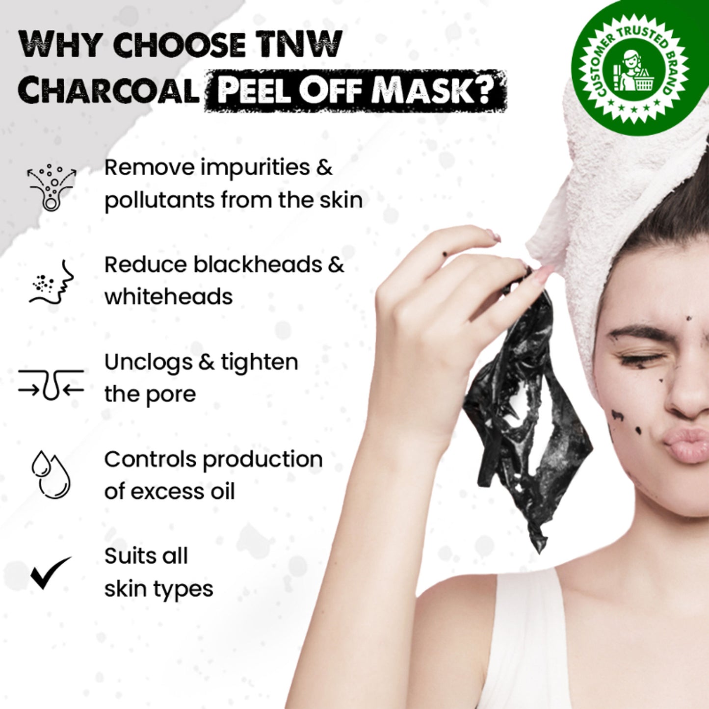 TNW The Natural Wash Charcoal Peel Off Face Mask with Activated Charcoal & Liquorice Extract