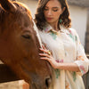 Dhiyona IE Floral Printed Shirt Collar Pure Cotton A-Line Kurta With Trouser