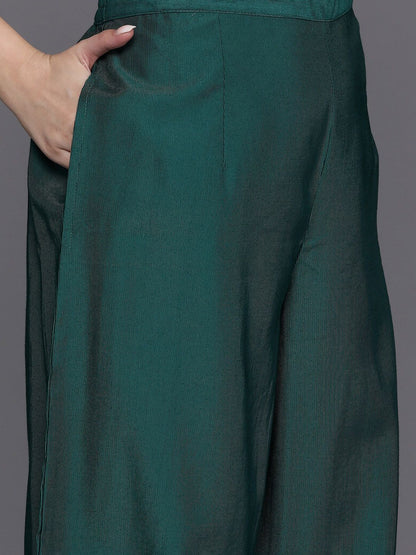Indyancart IE Floral Embroidered Regular Thread Work Liva Kurta with Palazzos & Dupatta