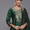 Dhiyona VA Women's Green Kurta with Trousers & With Dupatta