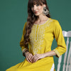 Indyancart IE Floral Embroidered Thread Work Kurta
